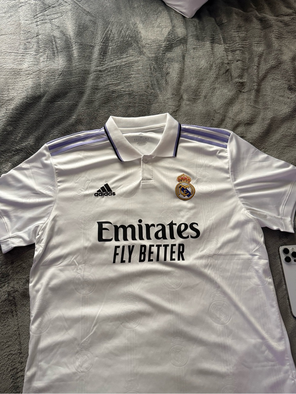 Real Madrid Adidas Home Jersey - White with Purple Accents XL